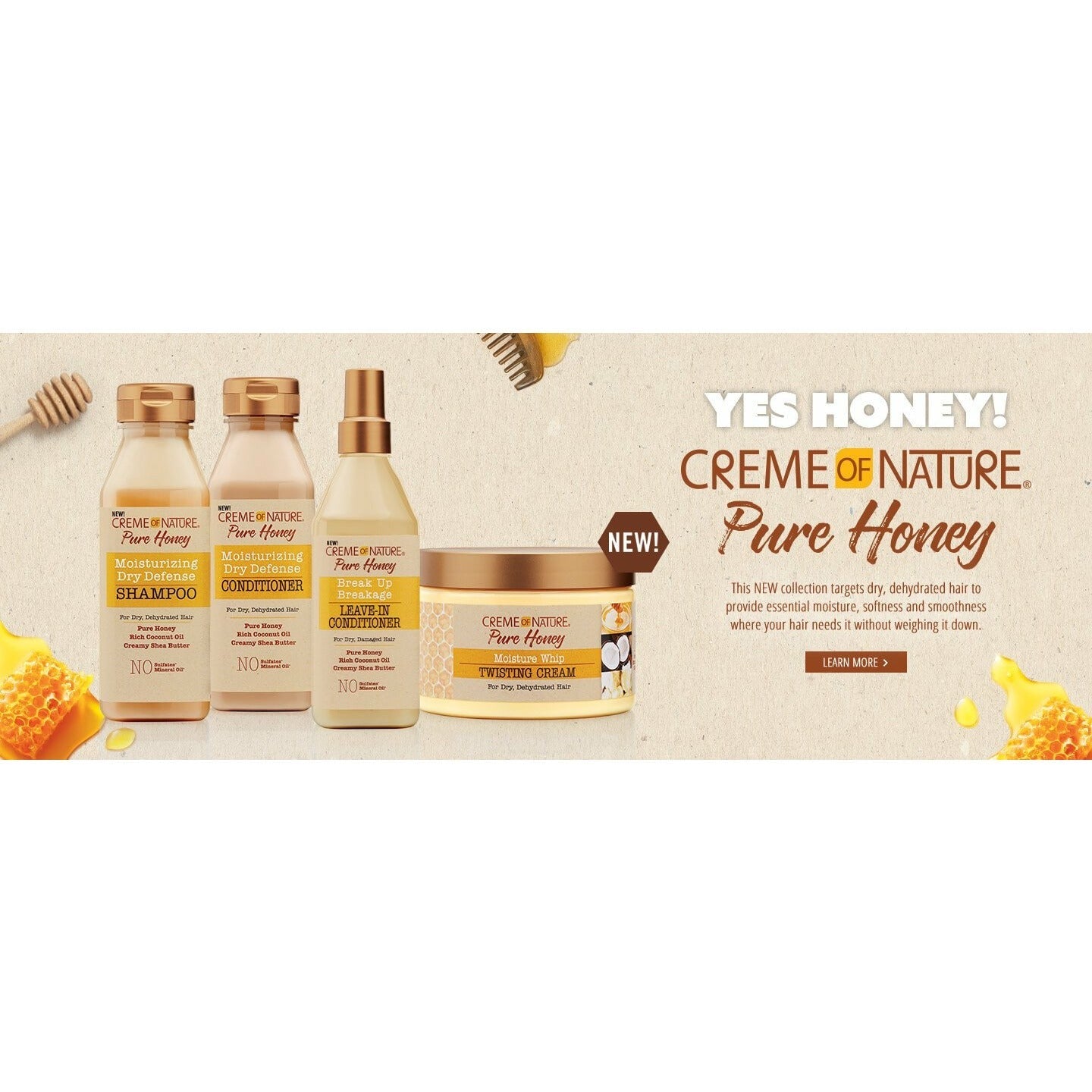 CREME OF NATURE PURE HONEY Démêlant Sans Rinçage (236ML)