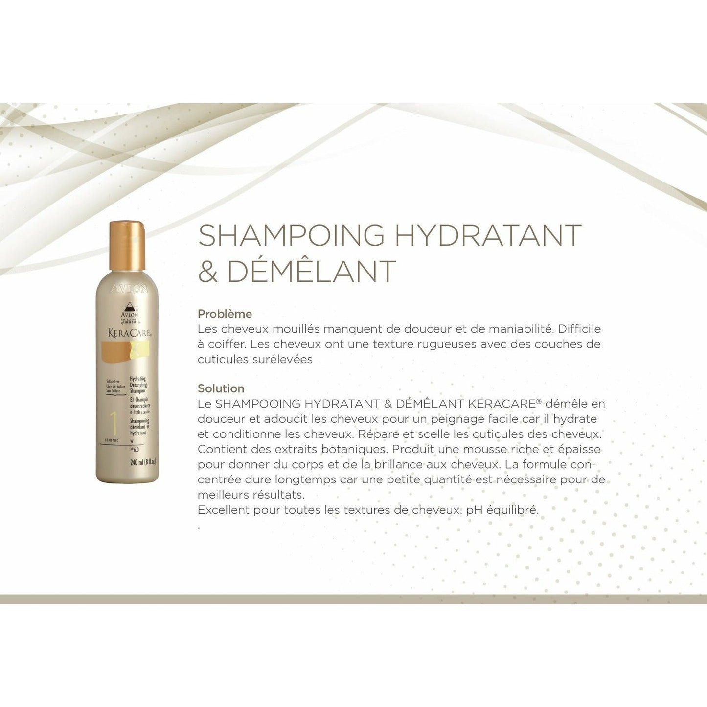 AVLON KERACARE Shampooing Hydratant & Démêlant (240ML)