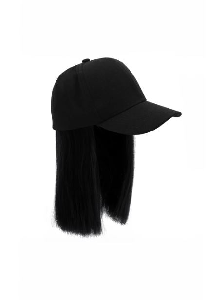 Perruque Baseball Cap Wig | Longueur 25 cm | Noir