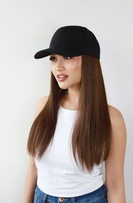 Perruque Baseball Cap Wig | Longueur 40 cm | Brun
