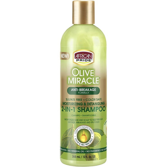 AFRICAN PRIDE OLIVE MIRACLE Shampooing Démêlant 2 En 1 (355ml)